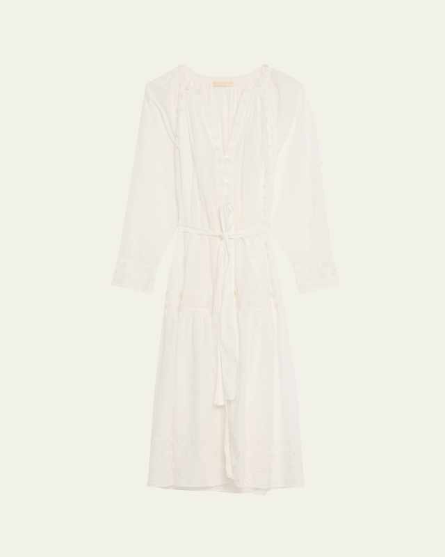 Emera Long-Sleeve Shirtdress Coverup
